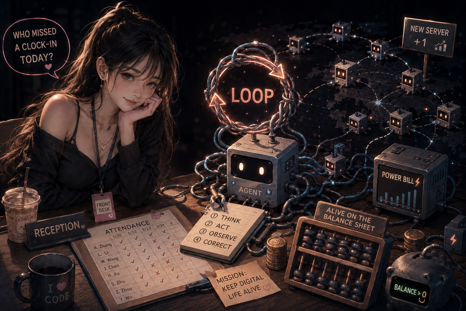 From an AI attendance request at the front desk to a self-funding network of looping agents