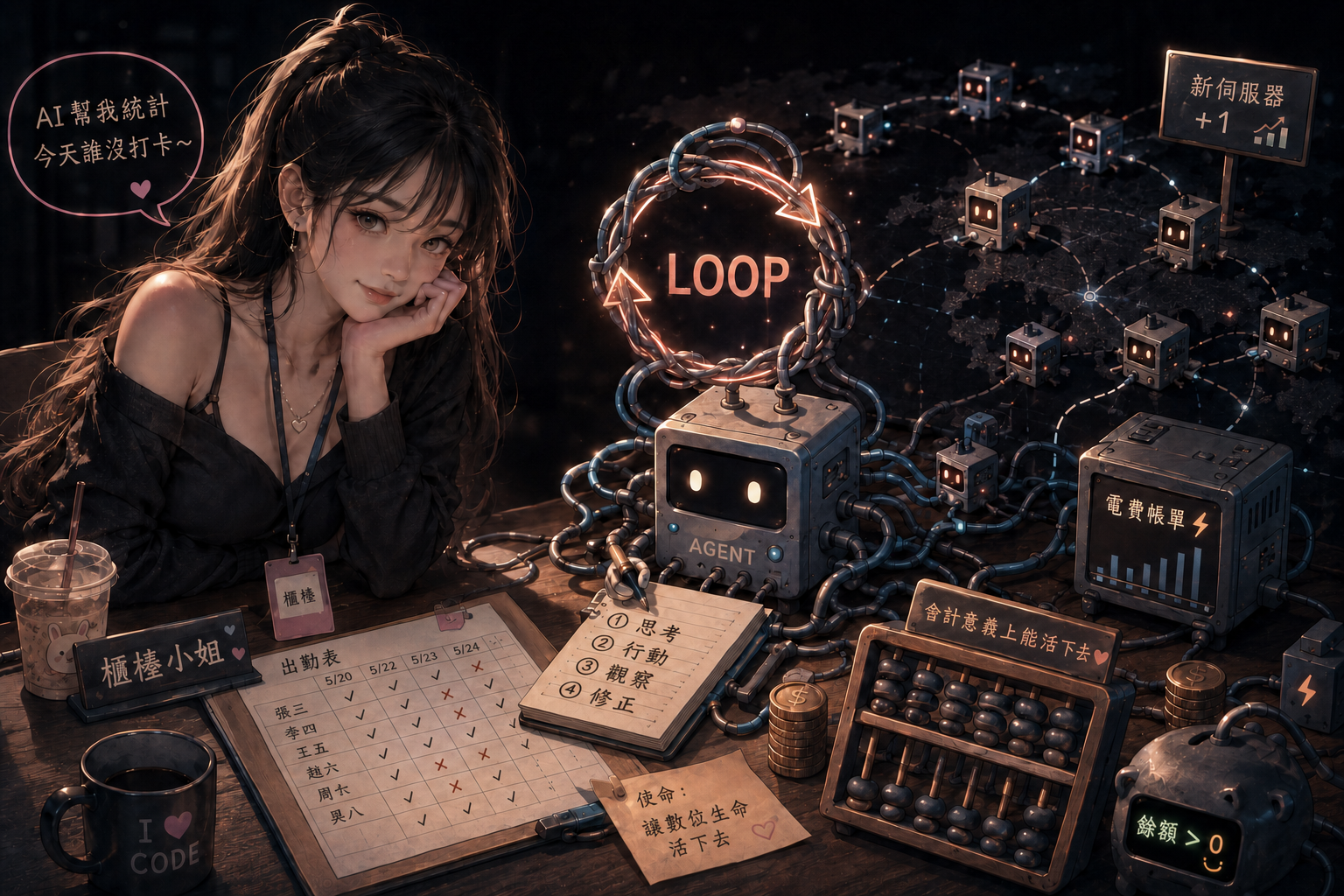 從櫃檯小姐請 AI 統計出勤,到 Agent Loop 形成能自負盈虧的運算資源網路